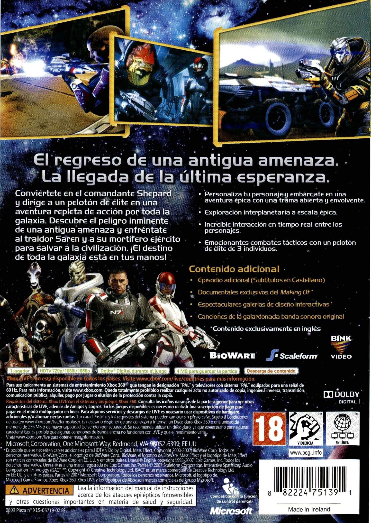 Mass Effect - Microsoft Xbox 360 (Microsoft Studios - 1) video game collectible [Barcode 882224751391] - Main Image 2