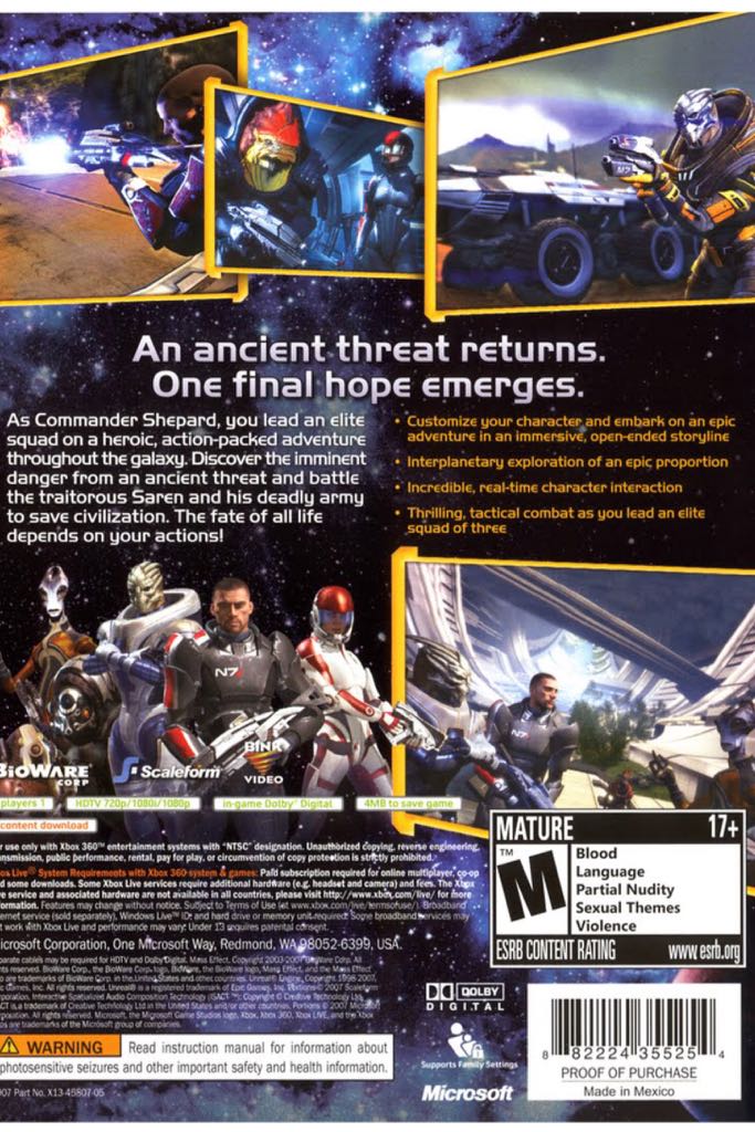 Mass Effect - Microsoft Xbox 360 video game collectible - Main Image 2