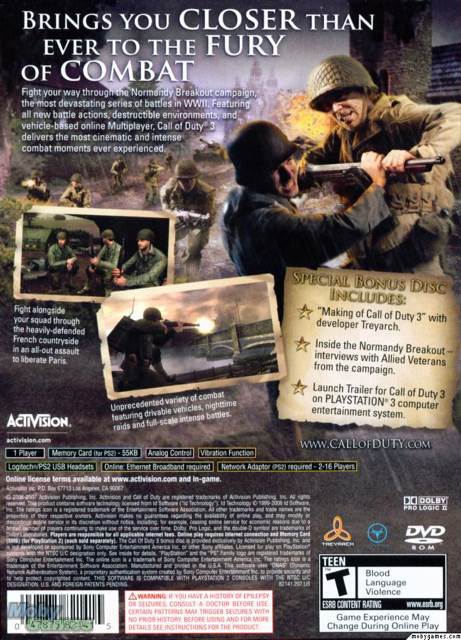 Call Of Duty 3 - Sony PlayStation 2 (PS2) (Activision - 1) video game collectible [Barcode 047875816336] - Main Image 2