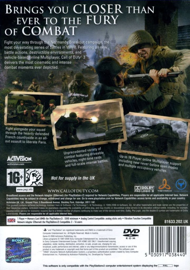 Call Of Duty 3 - Sony PlayStation 2 (PS2) video game collectible [Barcode 5030917038488] - Main Image 2