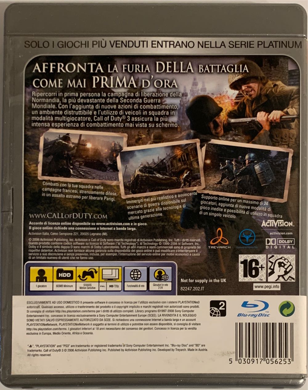 Call Of Duty 3 Platinum Ed. - Sony PlayStation 3 (PS3) (Activision) video game collectible [Barcode 5030917056253] - Main Image 2