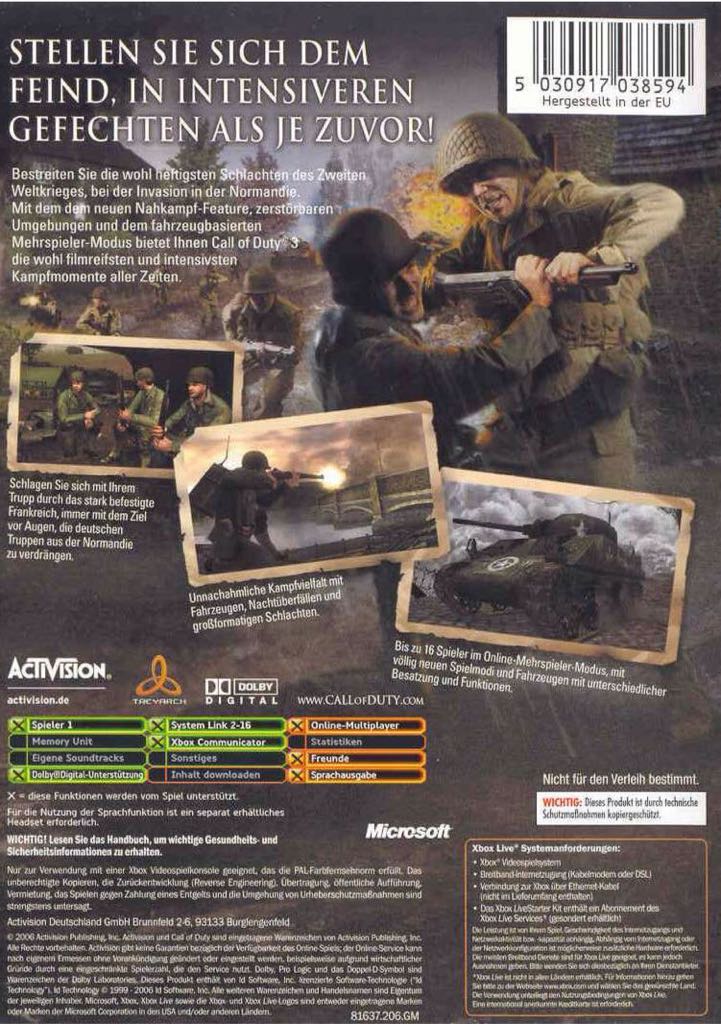 Call Of Duty 3 - Microsoft Xbox video game collectible - Main Image 2