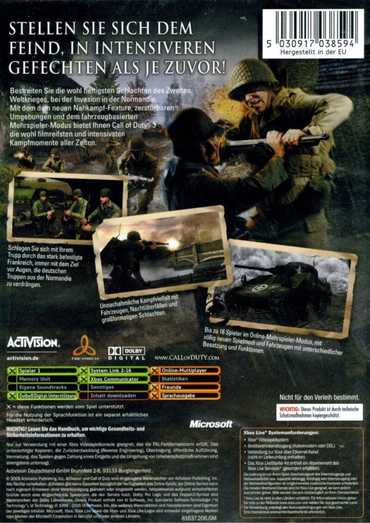 Call of Duty 3 - Microsoft Xbox (Activision - 1) video game collectible - Main Image 2