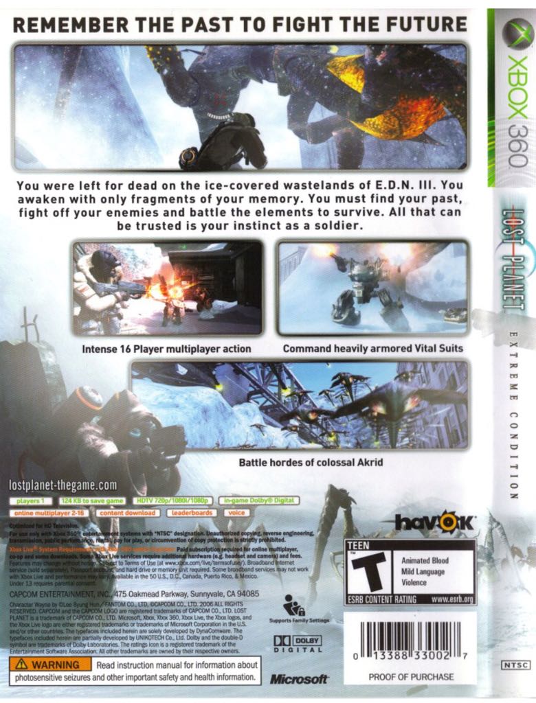 Lost Planet - Microsoft Xbox 360 (Capcom - 1) video game collectible [Barcode 5030942055597] - Main Image 2