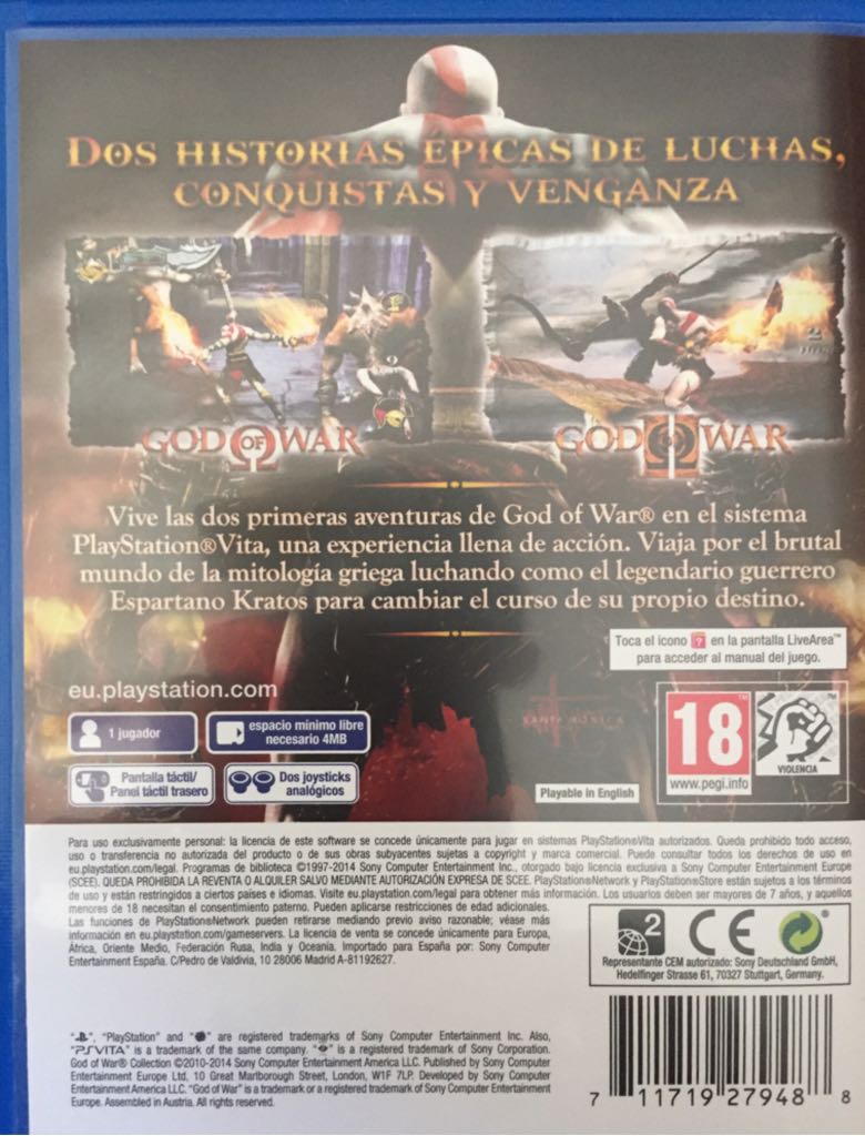 God Of War Collection - Sony PlayStation Vita (PS Vita) (1) video game collectible [Barcode 711719279488] - Main Image 2