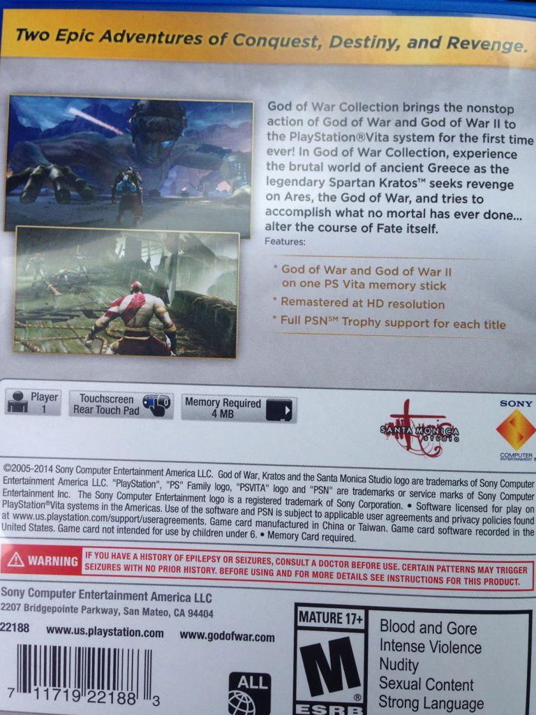 God of War Collection - Sony PlayStation Vita (PS Vita) (Sony Computer Enteraiment - 1) video game collectible - Main Image 2