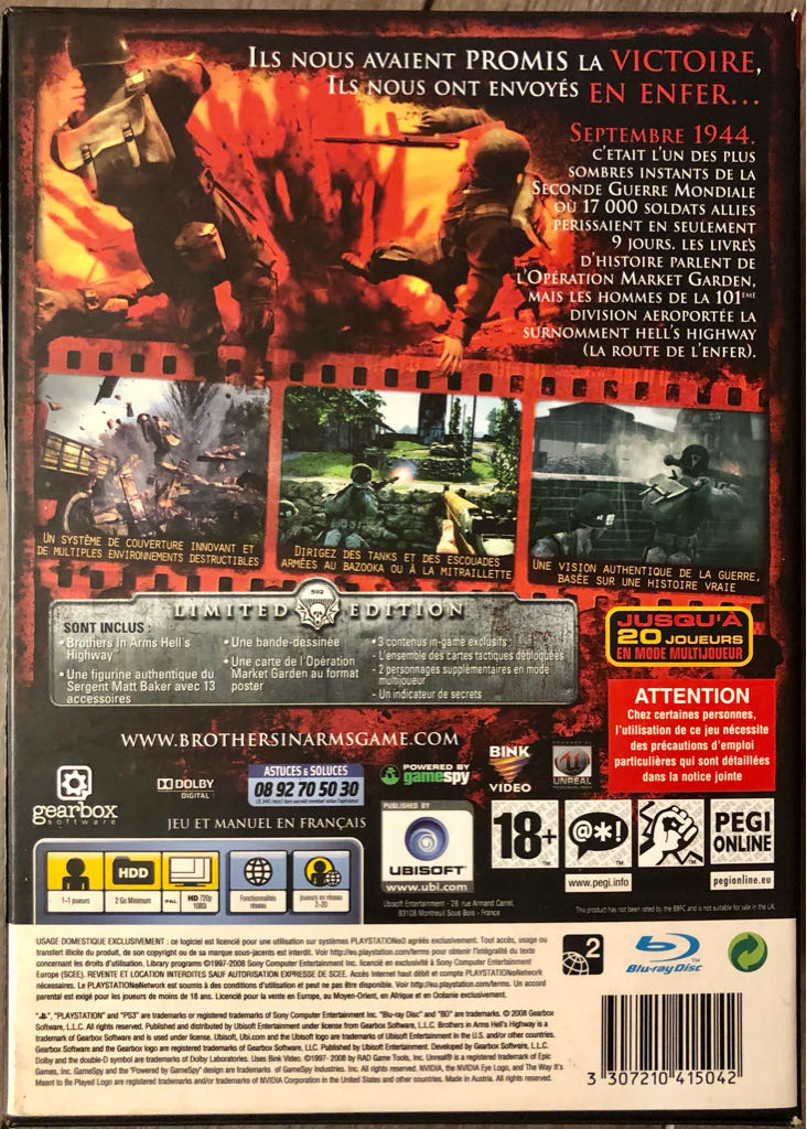 Brothers In Arms Hells Highway - Sony PlayStation 3 (PS3) (Ubisoft - 1) video game collectible [Barcode 3307210414182] - Main Image 2