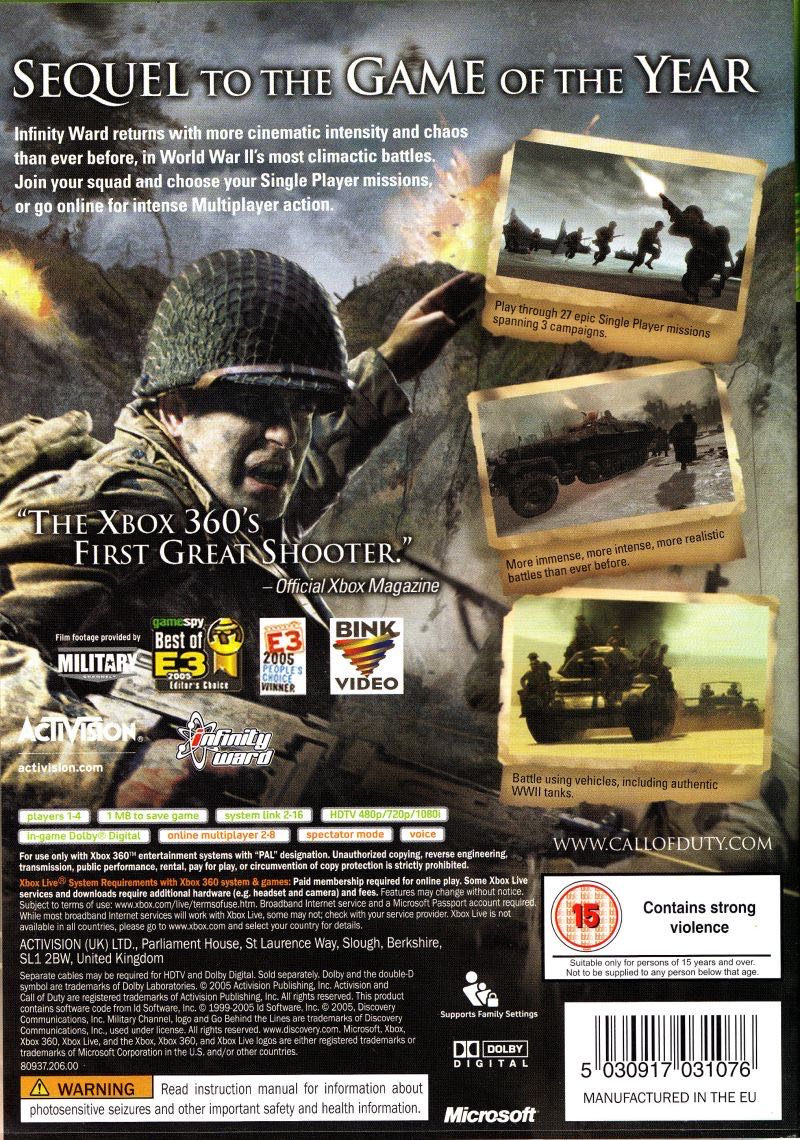 Call Of Duty 2 ⭐️ - Microsoft Xbox 360 (Activision - 4) video game collectible [Barcode 4787580937] - Main Image 2