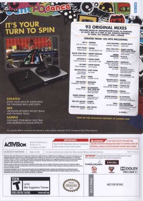 DJ Hero - Nintendo Wii (Activision - 2) video game collectible - Main Image 2