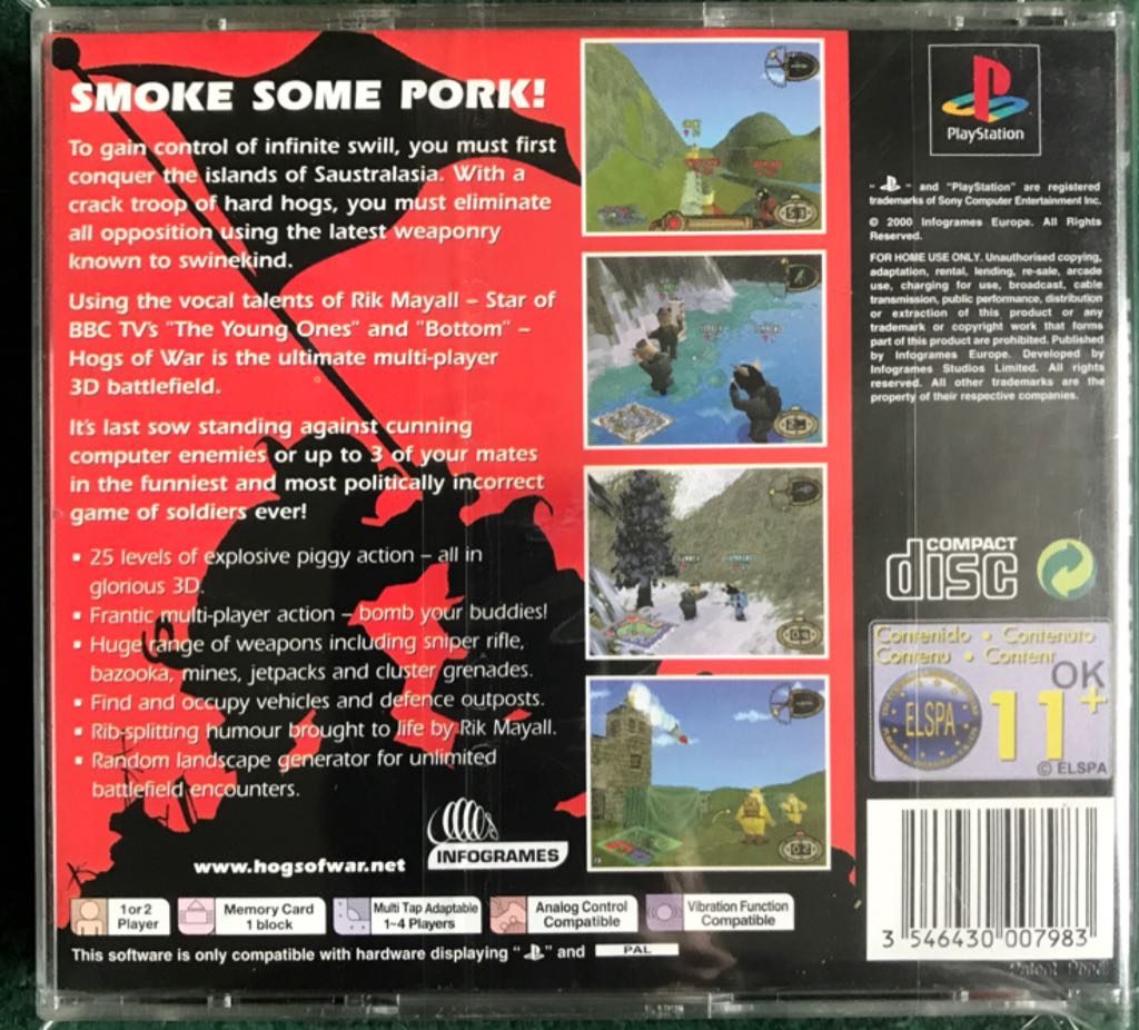 Hogs of War - Sony PlayStation (Playstation & Infogrames - 2) video game collectible [Barcode 3546430007983] - Main Image 2