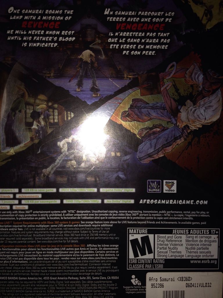 Afro Samurai - Microsoft Xbox 360 (Bink Video) video game collectible [Barcode 5188617870157] - Main Image 2