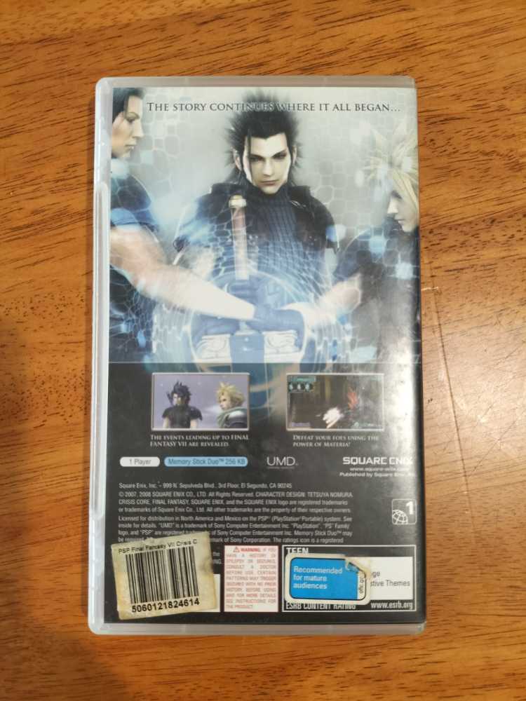 Crisis Core: Final Fantasy VII - Sony PlayStation Portable (PSP) (Square Enix - 1) video game collectible [Barcode 5060121824614] - Main Image 2