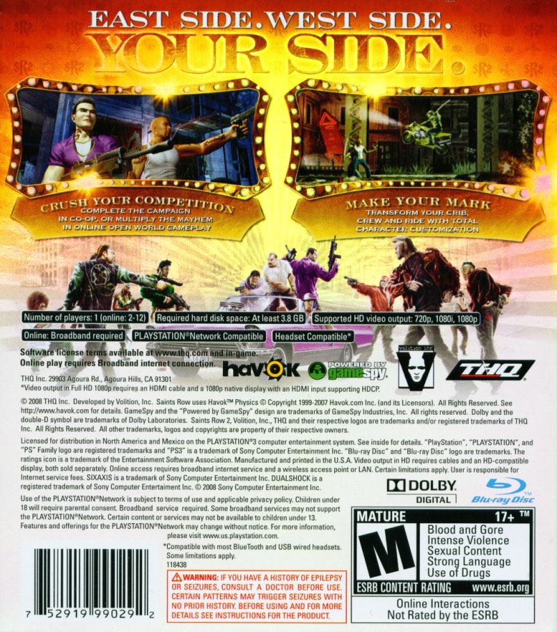 Saints Row 2 - Sony PlayStation 3 (PS3) (THQ - 1) video game collectible [Barcode 4005209122016] - Main Image 2