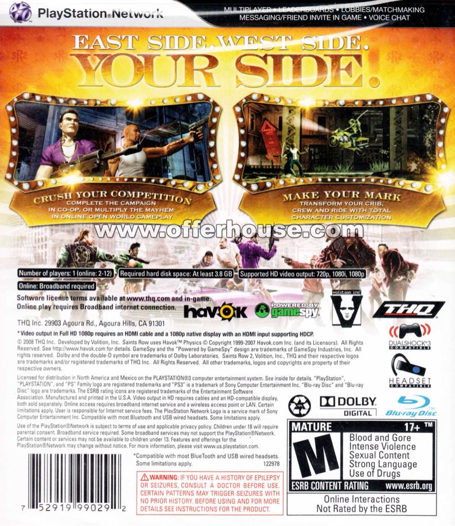 Saints Row 2 - Sony PlayStation 3 (PS3) (THQ - 1-12) video game collectible - Main Image 2