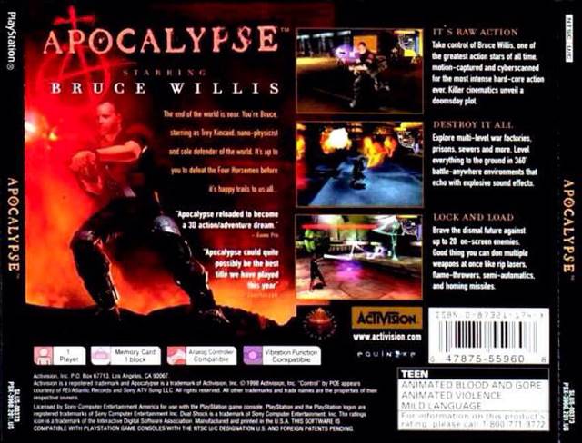 Apocalypse - Sony PlayStation (Activision - 1) video game collectible [Barcode 5030917002335] - Main Image 2