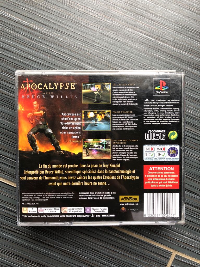 Apocalypse - Sony PlayStation (Activision - 1) video game collectible [Barcode 5030917002557] - Main Image 2