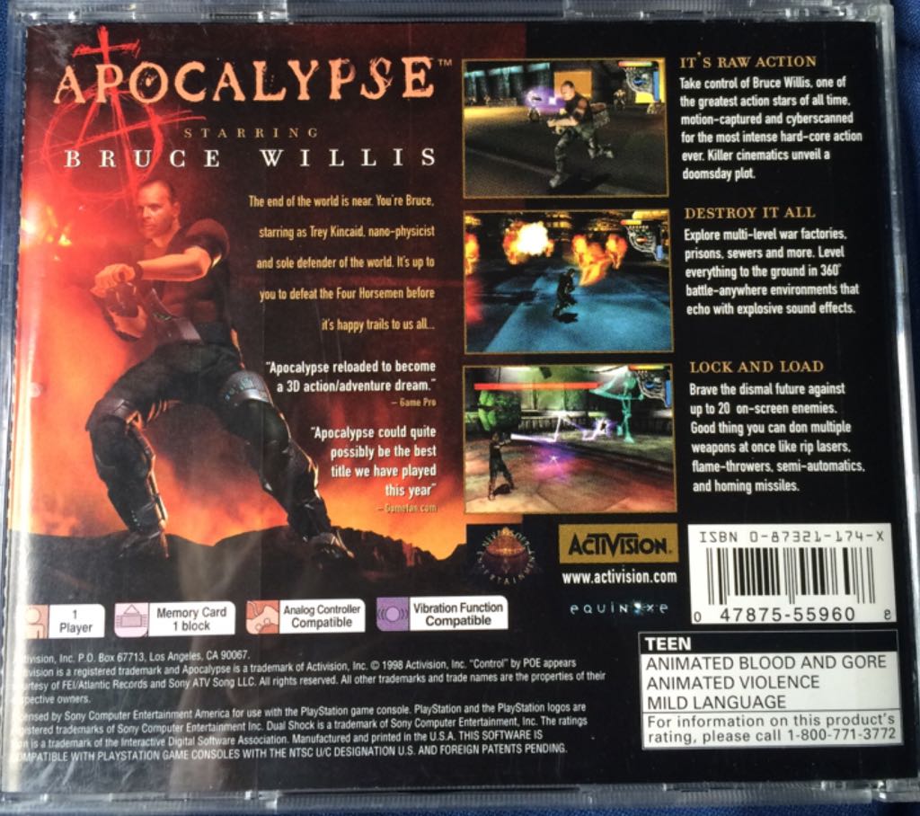 Apocalypse - Sony PlayStation (Activision - 1) video game collectible - Main Image 2