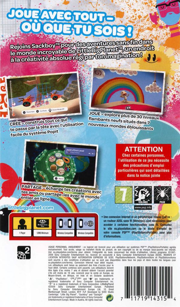 LittleBigPlanet - Sony PlayStation Portable (PSP) (Sony Computer Entertainment) video game collectible [Barcode 711719143451] - Main Image 2