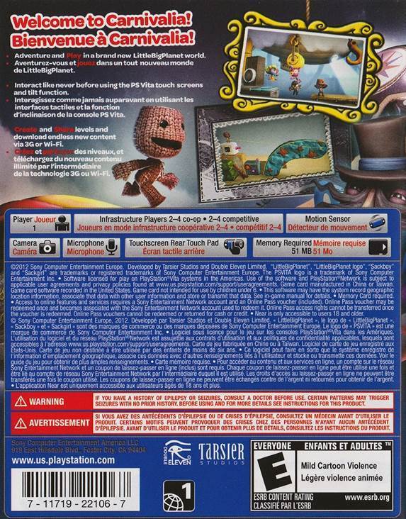 Little Big Planet - Sony PlayStation Vita (PS Vita) (Sony Computer Entertainment - 4) video game collectible [Barcode 711719221067] - Main Image 2
