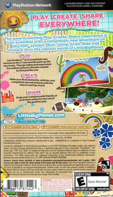 Little Big Planet - Sony PlayStation Portable (PSP) (Sony Computer Entertainment America - 1) video game collectible [Barcode 711719874423] - Main Image 2