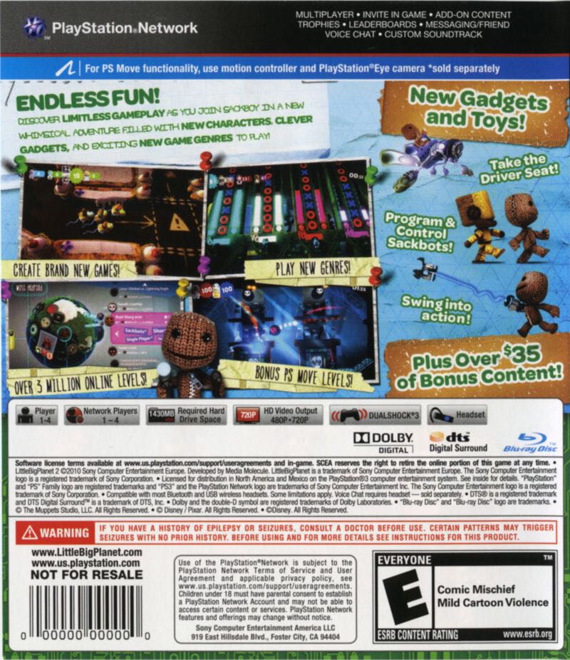 Little Big Planet - Sony PlayStation 3 (PS3) (Sony Computer Entertainment - 4) video game collectible [Barcode 711719999058] - Main Image 2