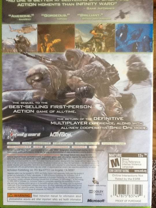 Call of Duty: Modern Warfare 2 - Microsoft Xbox 360 (Activision - 4) video game collectible [Barcode 047875837492] - Main Image 2