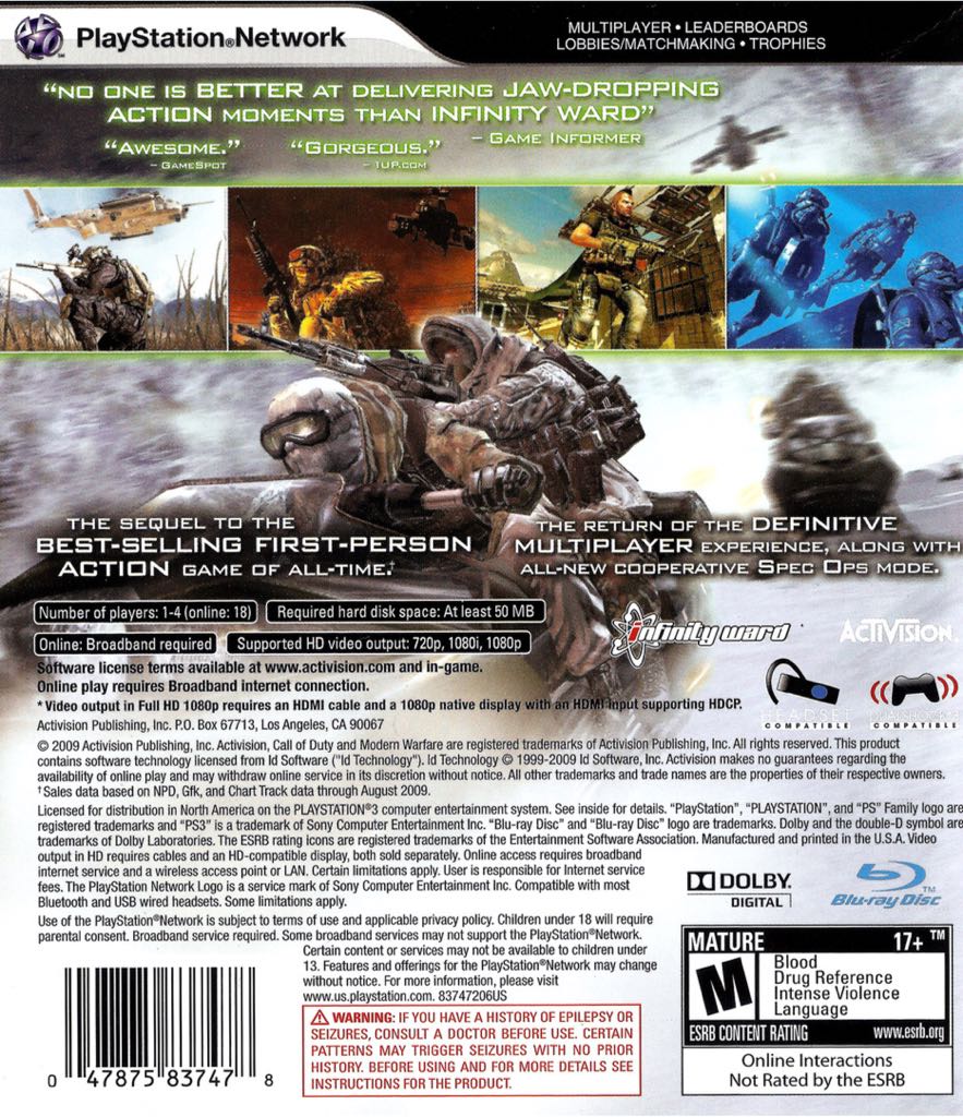 Call of Duty: Modern Warfare 2 - Sony PlayStation 3 (PS3) (Activision - 4) video game collectible [Barcode 5030917124662] - Main Image 2