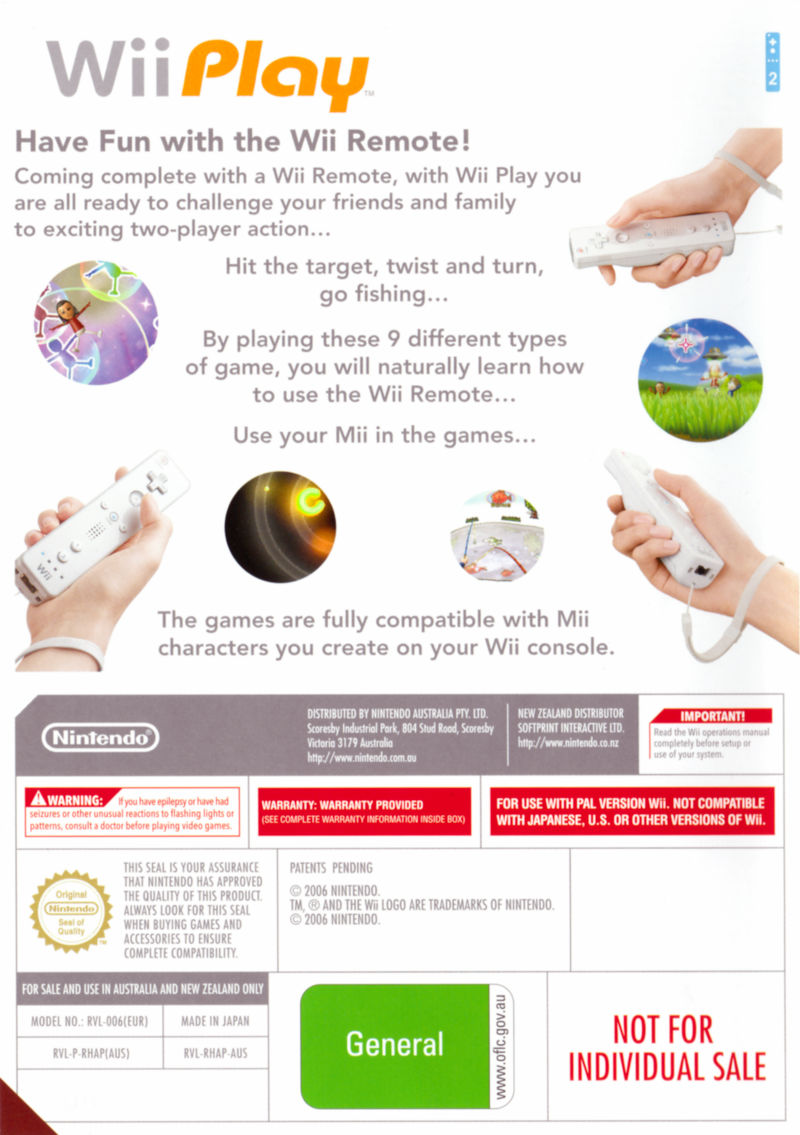 Wii Play - Nintendo Wii (Nintendo - 1-2) video game collectible [Barcode 00086764563289] - Main Image 2