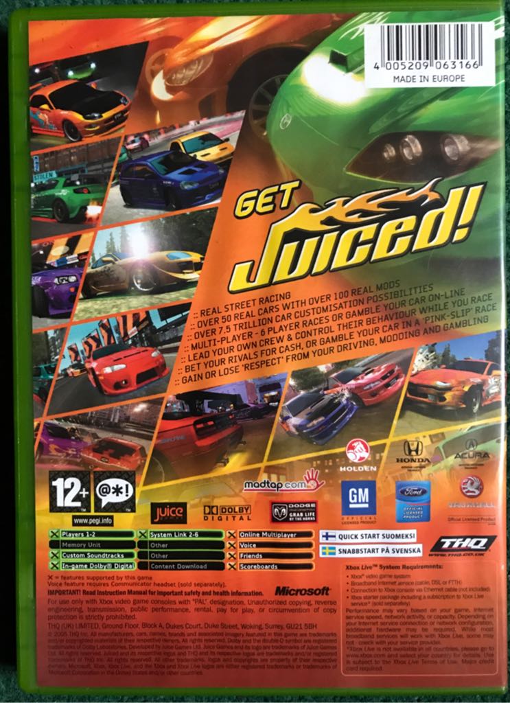 Juiced - Microsoft Xbox (THQ - 1-2) video game collectible [Barcode 4005209063166] - Main Image 2