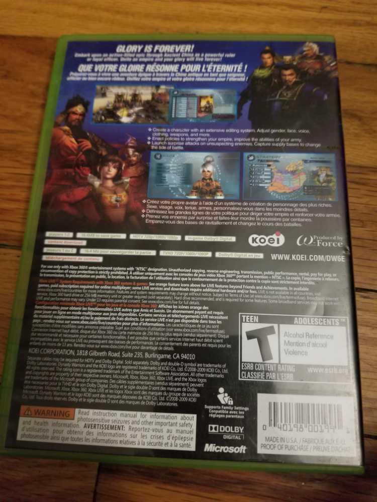 Dynasty Warriors 6: Empires - Microsoft Xbox 360 (Koei - 2) video game collectible [Barcode 040198001991] - Main Image 2