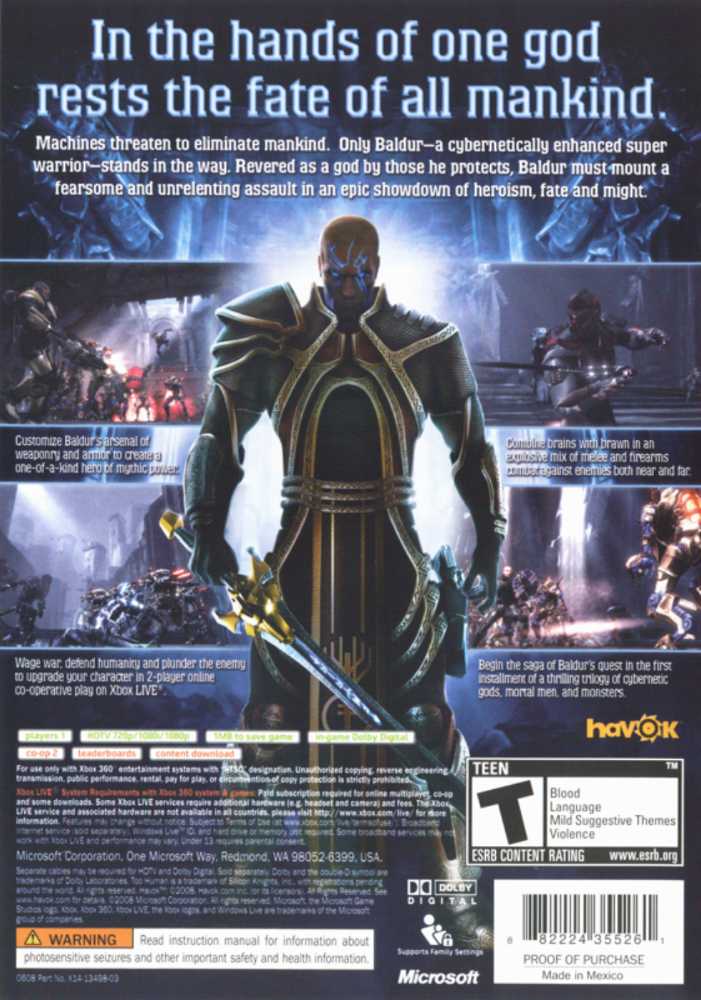 Too Human Digital - Microsoft Xbox 360 (Microsoft Game Studios - 1) video game collectible [Barcode 8222444969] - Main Image 2