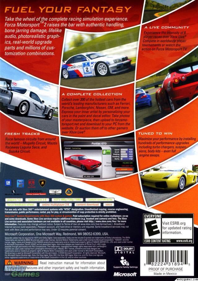 Forza Motorsport 2 - Microsoft Xbox 360 (Turn 10 Studios - 8) video game collectible [Barcode 882224319027] - Main Image 2
