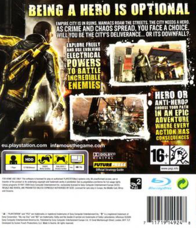 Infamous - Sony PlayStation 3 (PS3) (Sony Computer Entertainment - 1) video game collectible [Barcode 711719148340] - Main Image 2