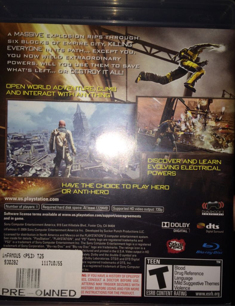 Infamous - Sony PlayStation 3 (PS3) (Sony Computer Enteraiment - 1) video game collectible - Main Image 2