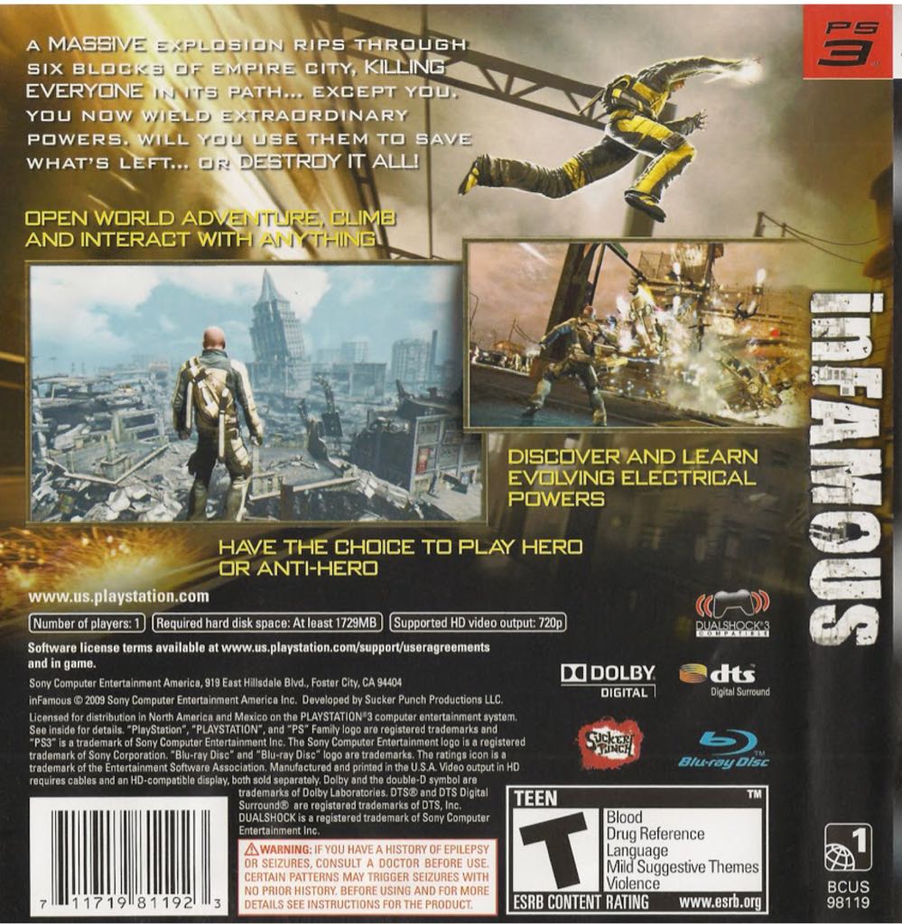 Infamous - Sony PlayStation 3 (PS3) video game collectible - Main Image 2