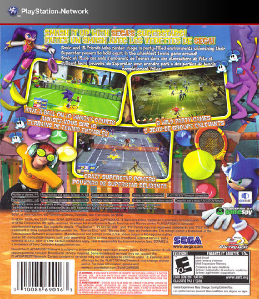 Sega Superstars Tennis - Sony PlayStation 3 (PS3) (Sega - 1 - 4) video game collectible [Barcode 010086690163] - Main Image 2