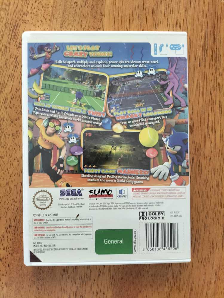 Sega Superstars Tennis - Nintendo Wii (Sega - 4) video game collectible [Barcode 5060138436206] - Main Image 2