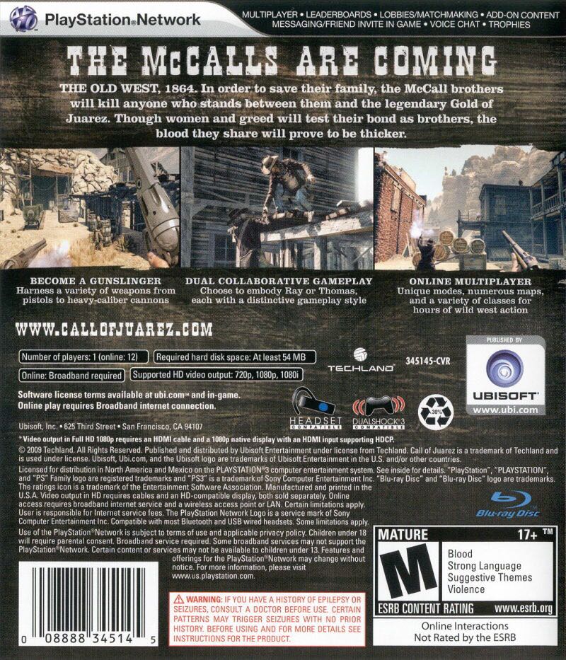 Call of Juarez: Bound in Blood - Sony PlayStation 3 (PS3) (Ubisoft - 1-12) video game collectible [Barcode 3307211657977] - Main Image 2
