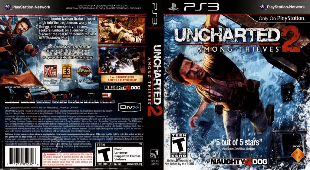 Uncharted 2: Among Thieves - Sony PlayStation 3 (PS3) (Sony Computer Entertainmentinement - 1) video game collectible [Barcode 711719127956] - Main Image 2