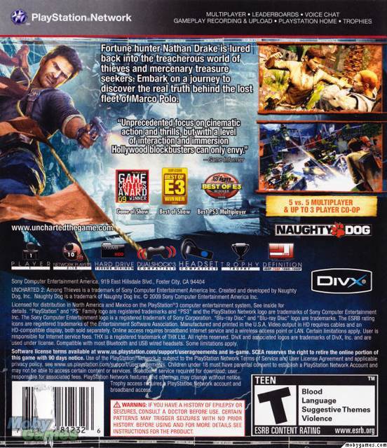 Uncharted 2: Among Thieves - Platinum - Sony PlayStation 3 (PS3) (Sony Computer Entertainment - 1) video game collectible [Barcode 711719195368] - Main Image 2