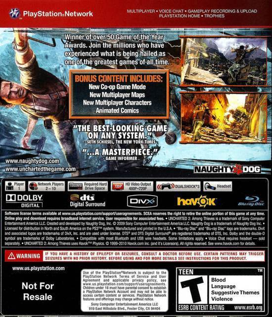 Uncharted 2: Among Thieves - GOTY Edition - Sony PlayStation 3 (PS3) (Sony Computer Entertainment - 1) video game collectible [Barcode 711719825722] - Main Image 2