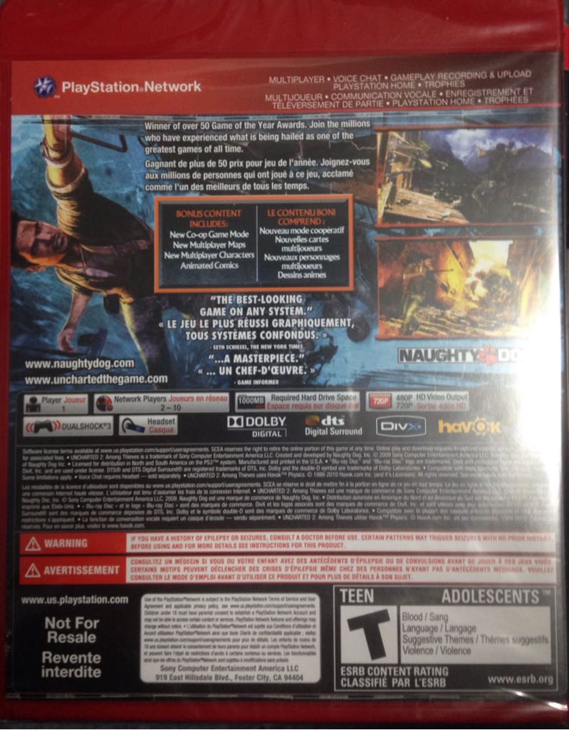 Uncharted 2: Among Thieves - Sony PlayStation 3 (PS3) (Naughtydog - 1) video game collectible - Main Image 2
