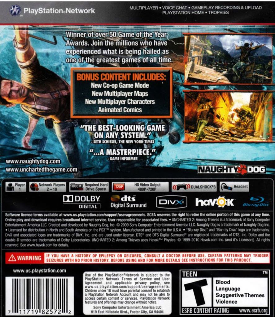 Uncharted 2: Among Thieves - Sony PlayStation 3 (PS3) (Sony Computer Entertainment - 1) video game collectible - Main Image 2