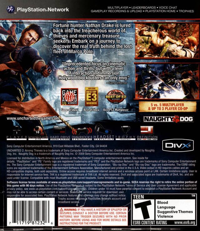 Uncharted 2: Among Thieves - Sony PlayStation 3 (PS3) (SCEA - 1) video game collectible - Main Image 2