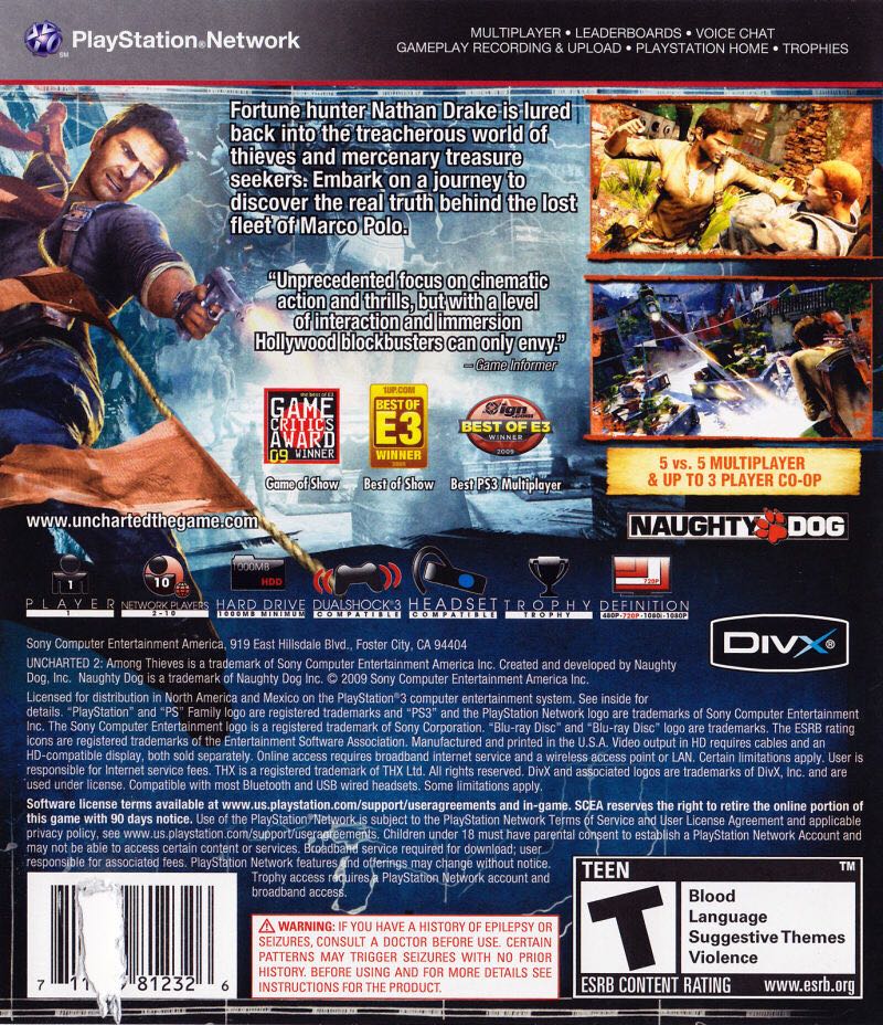 Uncharted 2: Among Thieves - Sony PlayStation 3 (PS3) (Sony Computer Entertainment - 1) video game collectible - Main Image 2