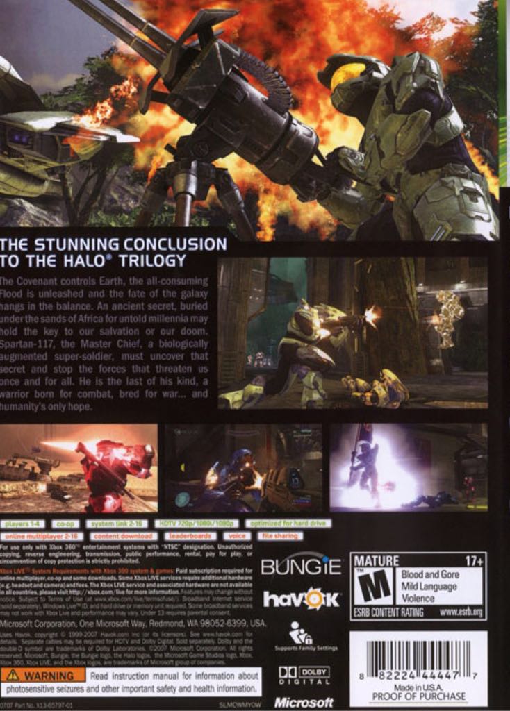 Halo 3 - Microsoft Xbox 360 (Microsoft Studios - 1-4) video game collectible [Barcode 882224482479] - Main Image 2