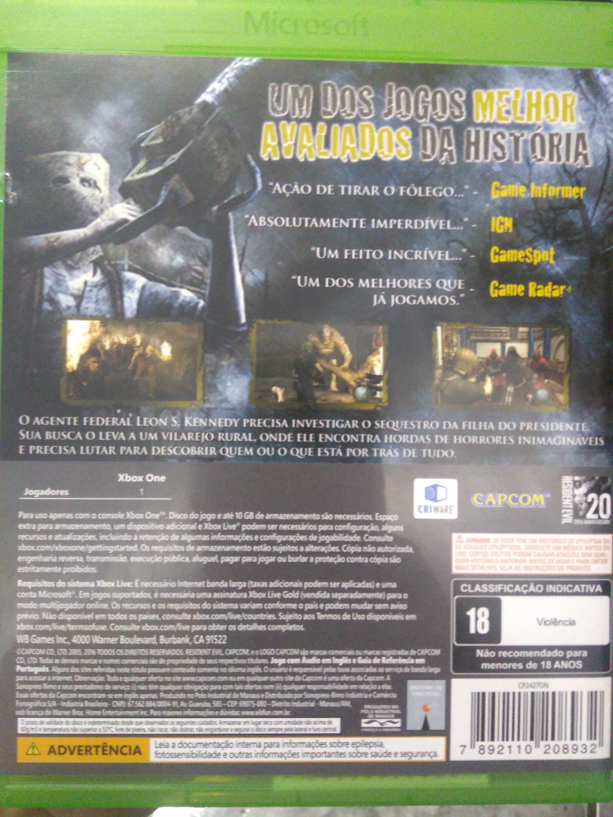 Jogo - Xbox - ONE  - resident evil 4 - Microsoft Xbox One (2017, Capcom - 1) video game collectible [Barcode 7892110208932] - Main Image 2