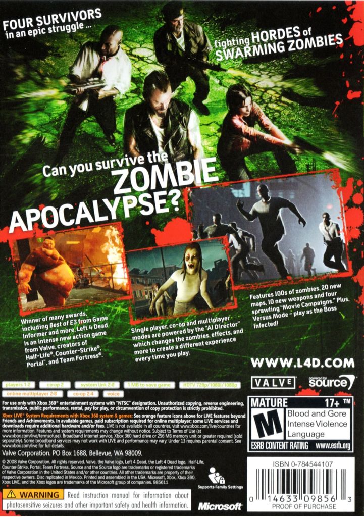 Left 4 Dead - Microsoft Xbox 360 (Valve Corporation - 2-8) video game collectible - Main Image 2