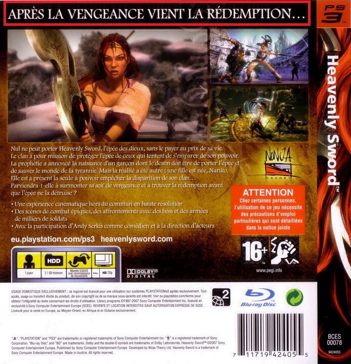 Heavenly Sword - Sony PlayStation 3 (PS3) (Sony Computer Entertaiment - 1) video game collectible [Barcode 075121000093] - Main Image 2