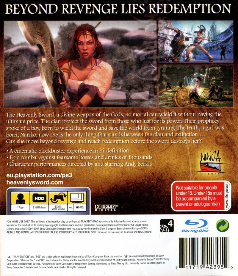 Heavenly Sword - Sony PlayStation 3 (PS3) (Sony Computer Entertainment - 1) video game collectible [Barcode 711719423959] - Main Image 2